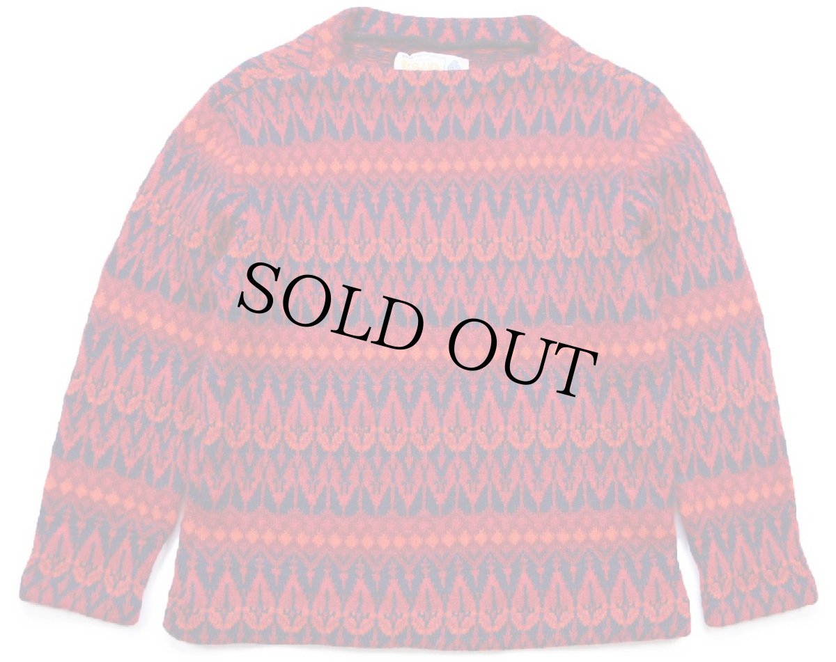 画像1: 70s スウェーデン製 ICELAND JERSEY MODELLER ノルディック柄 ボートネック ウールニット セーター M (1)