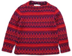 画像1: 70s スウェーデン製 ICELAND JERSEY MODELLER ノルディック柄 ボートネック ウールニット セーター M (1)