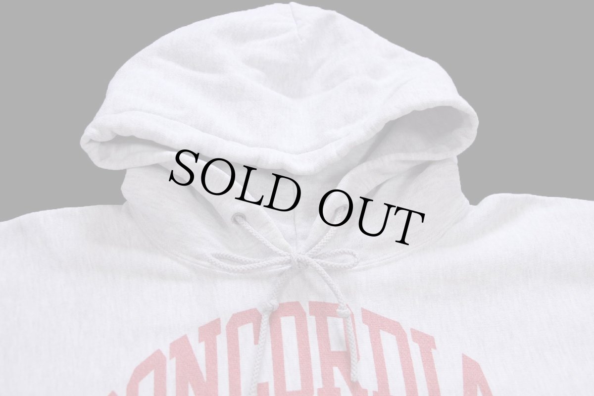 画像3: 00s Championチャンピオン CONCORDIA 35 COLLEGE 三段中抜き 染み込みプリント リバースウィーブ スウェットパーカー 杢ライトグレー L (3)