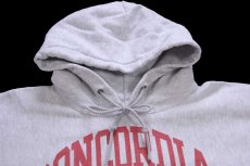 画像3: 00s Championチャンピオン CONCORDIA 35 COLLEGE 三段中抜き 染み込みプリント リバースウィーブ スウェットパーカー 杢ライトグレー L (3)