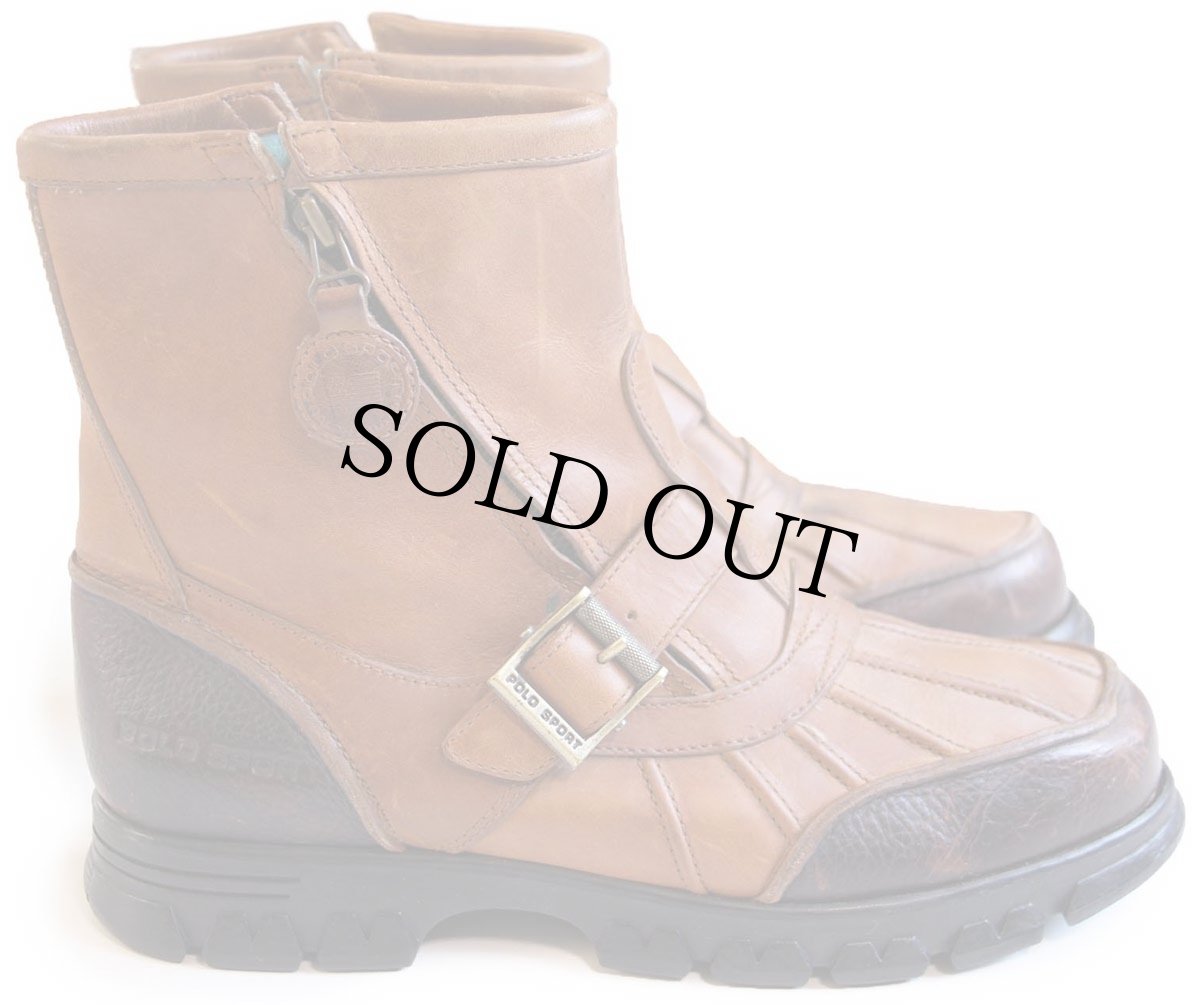 画像3: 90s POLO SPORT ポロ スポーツ ラルフローレン サイドジップ レザーブーツ 茶 10D (3)