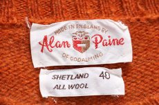 画像4: 70s 英国製 Alan Paine 無地 サドルショルダー シェットランド ウールニット セーター レンガ 40 (4)