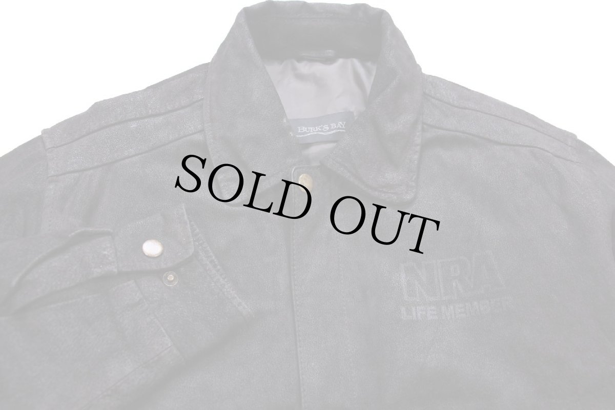 画像3: 00s NRA LIFE MEMBER 薄中綿入り ヌバック レザージャケット 黒 M (3)