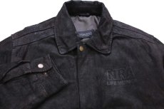 画像3: 00s NRA LIFE MEMBER 薄中綿入り ヌバック レザージャケット 黒 M (3)