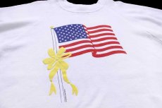 画像3: 80s USA製 星条旗 リボン 発泡プリント スウェット 白 XL (3)