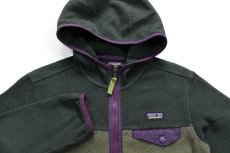画像3: patagoniaパタゴニア バイカラー シンチラ ライトウェイト フリース スナップT フーディー キッズ S (3)