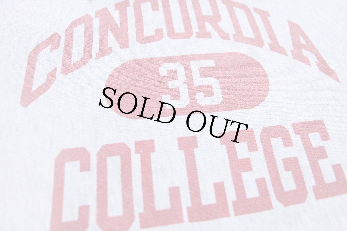 画像4: 00s Championチャンピオン CONCORDIA 35 COLLEGE 三段中抜き 染み込みプリント リバースウィーブ スウェットパーカー 杢ライトグレー L (4)