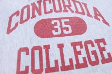 画像4: 00s Championチャンピオン CONCORDIA 35 COLLEGE 三段中抜き 染み込みプリント リバースウィーブ スウェットパーカー 杢ライトグレー L (4)
