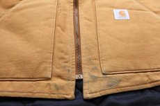 画像7: 90s USA製 carharttカーハート Sierra Circuit Finals Roo-hide SADDLERY カンガルー 刺繍 キルティングライナー ダックベスト 茶 XL (7)