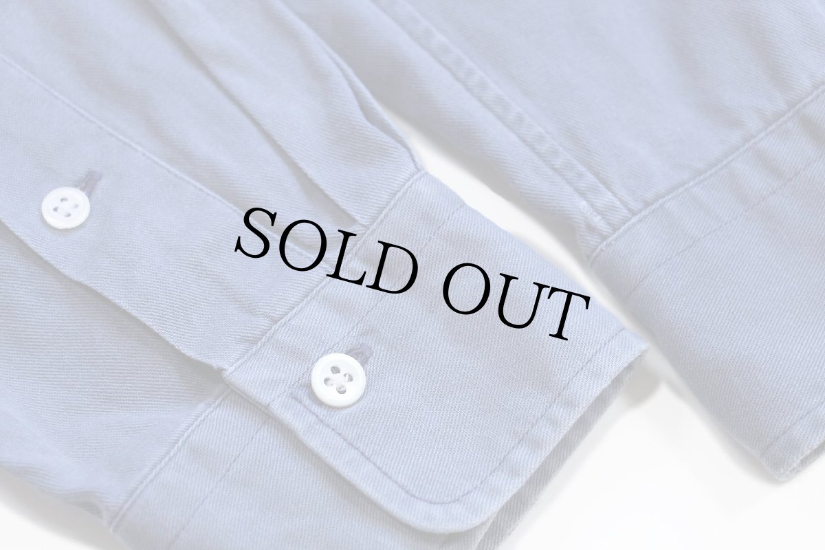 画像5: 90s USA製 ラルフローレン ワンポイント ボタンダウン コットンシャツ ブルーグレー フェード (5)