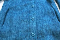 画像6: アイルランド製 Donegal Design スタンドカラー ハンドニット モヘヤ×ウール パイル ロング コート ブルー ミックス (6)