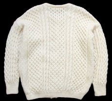 画像2: アイルランド製 GAELTARRA ケーブル編み ウールニット カーディガン ナチュラル L★フィッシャーマン (2)