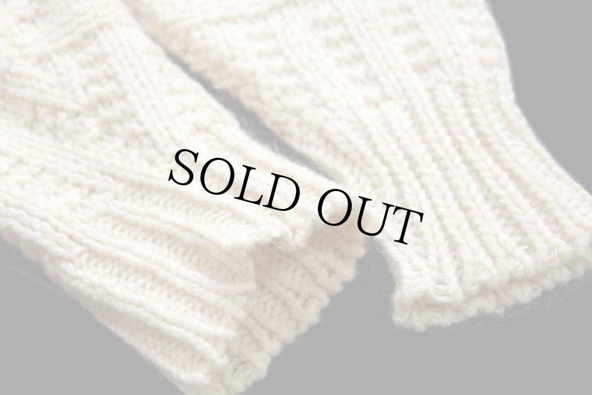 画像7: 60s Lord Paul 編み柄 ハイネック ハーフジップ プルオーバー ウール混 ニット セーター ナチュラル L (7)