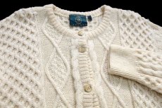 画像3: アイルランド製 GAELTARRA ケーブル編み ウールニット カーディガン ナチュラル L★フィッシャーマン (3)