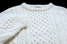 画像3: 90s アイルランド製 L.L.Bean ケーブル編み ウールニット セーター ナチュラル XL★フィッシャーマン (3)