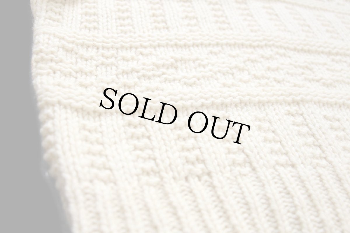 画像6: 60s Lord Paul 編み柄 ハイネック ハーフジップ プルオーバー ウール混 ニット セーター ナチュラル L (6)