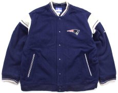 画像1: 00s Reebokリーボック NFL Patriots キルティングライナー メルトン ウールスタジャン 紺 3XL★特大 (1)