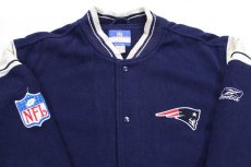 画像3: 00s Reebokリーボック NFL Patriots キルティングライナー メルトン ウールスタジャン 紺 3XL★特大 (3)
