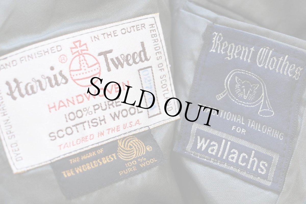 画像4: 80s USA製 Regent Clothes × Harris Tweed ハリスツイード 2つボタン ウール テーラードジャケット★ブレザー (4)