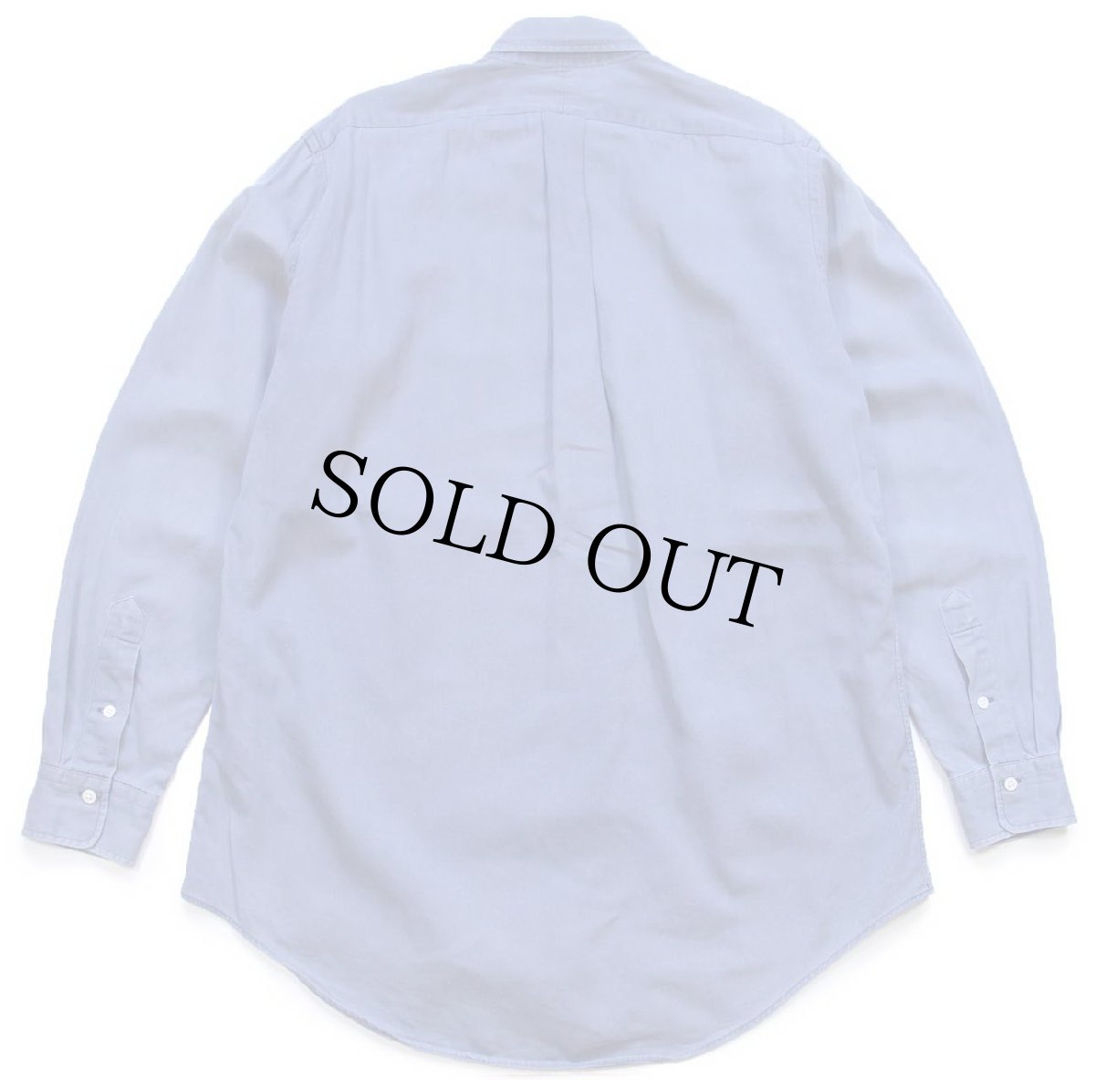 画像2: 90s USA製 ラルフローレン ワンポイント ボタンダウン コットンシャツ ブルーグレー フェード (2)