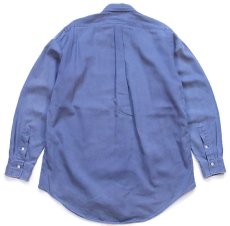 画像2: 90s USA製 ラルフローレン ワンポイント ボタンダウン コットンシャツ ブルーグレー フェード (2)