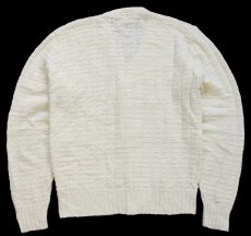 画像2: 70s UNKNOWN 編み柄 アクリルニット カーディガン ナチュラル M (2)