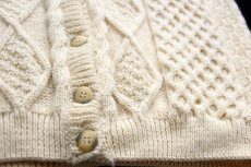 画像5: アイルランド製 GAELTARRA ケーブル編み ウールニット カーディガン ナチュラル L★フィッシャーマン (5)