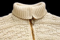 画像4: 60s Lord Paul 編み柄 ハイネック ハーフジップ プルオーバー ウール混 ニット セーター ナチュラル L (4)