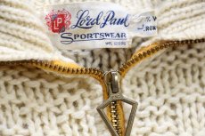 画像5: 60s Lord Paul 編み柄 ハイネック ハーフジップ プルオーバー ウール混 ニット セーター ナチュラル L (5)
