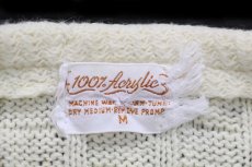 画像4: 70s UNKNOWN 編み柄 アクリルニット カーディガン ナチュラル M (4)