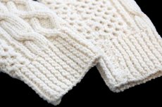 画像6: UNKNOWN 襟付き ケーブル編み ウール ハンドニット セーター ナチュラル★フィッシャーマン (6)