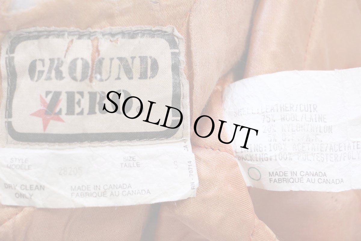 画像5: 90s カナダ製 GROUND ZERO FLIGHT GEAR 刺繍 キルティングライナー メルトン ウール 袖革スタジャン S (5)