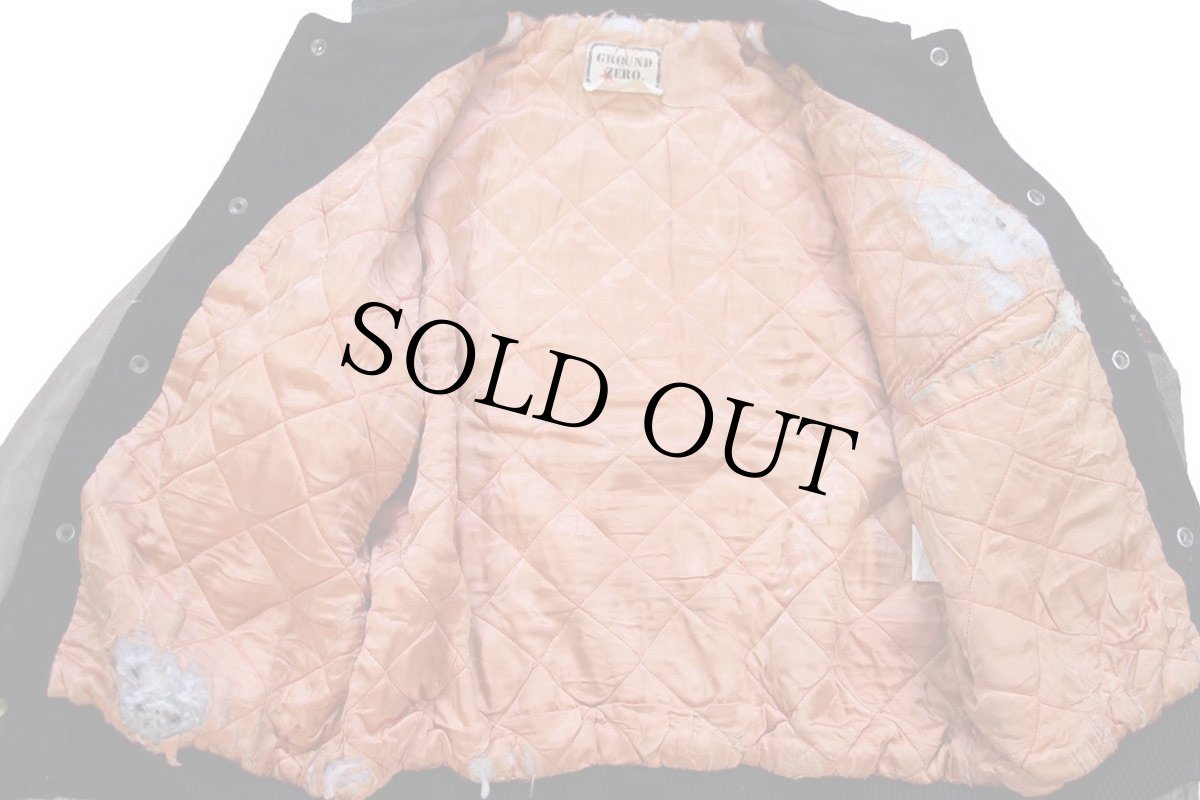 画像6: 90s カナダ製 GROUND ZERO FLIGHT GEAR 刺繍 キルティングライナー メルトン ウール 袖革スタジャン S (6)