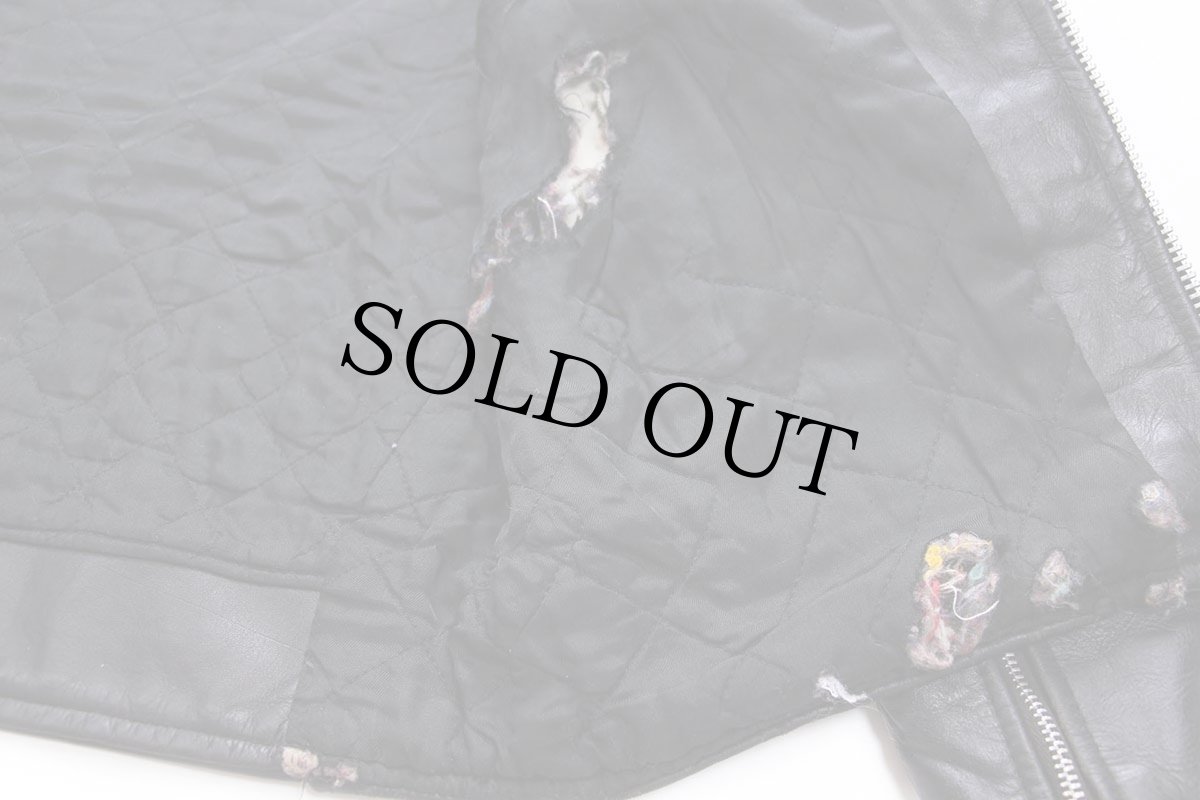 画像8: 70s Lesco LEATHERS キルティングライナー ダブルライダース レザージャケット 黒 (8)