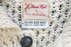 画像4: UNKNOWN 襟付き ケーブル編み ウール ハンドニット セーター ナチュラル★フィッシャーマン (4)