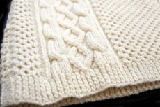 画像5: UNKNOWN 襟付き ケーブル編み ウール ハンドニット セーター ナチュラル★フィッシャーマン (5)