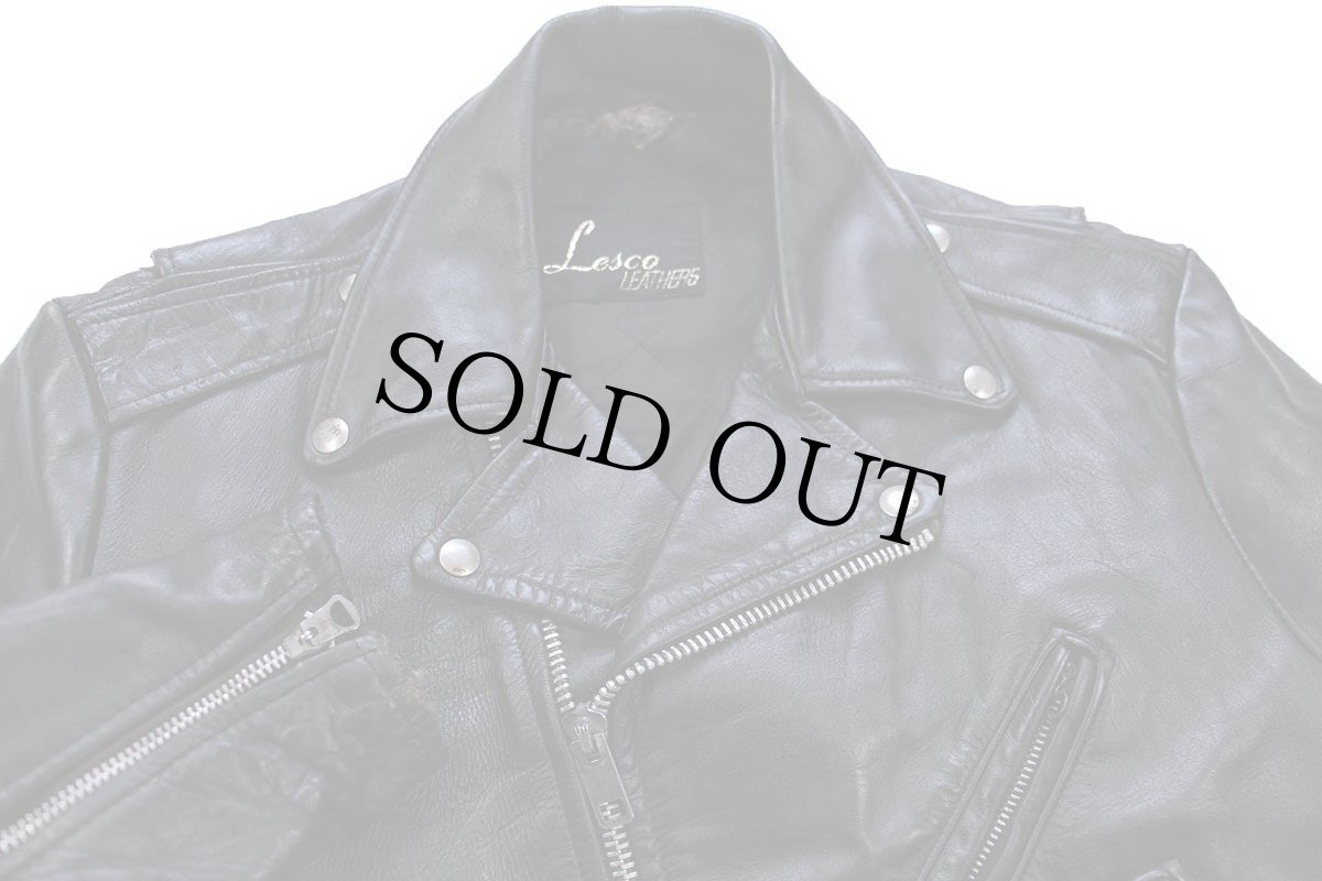 画像3: 70s Lesco LEATHERS キルティングライナー ダブルライダース レザージャケット 黒 (3)