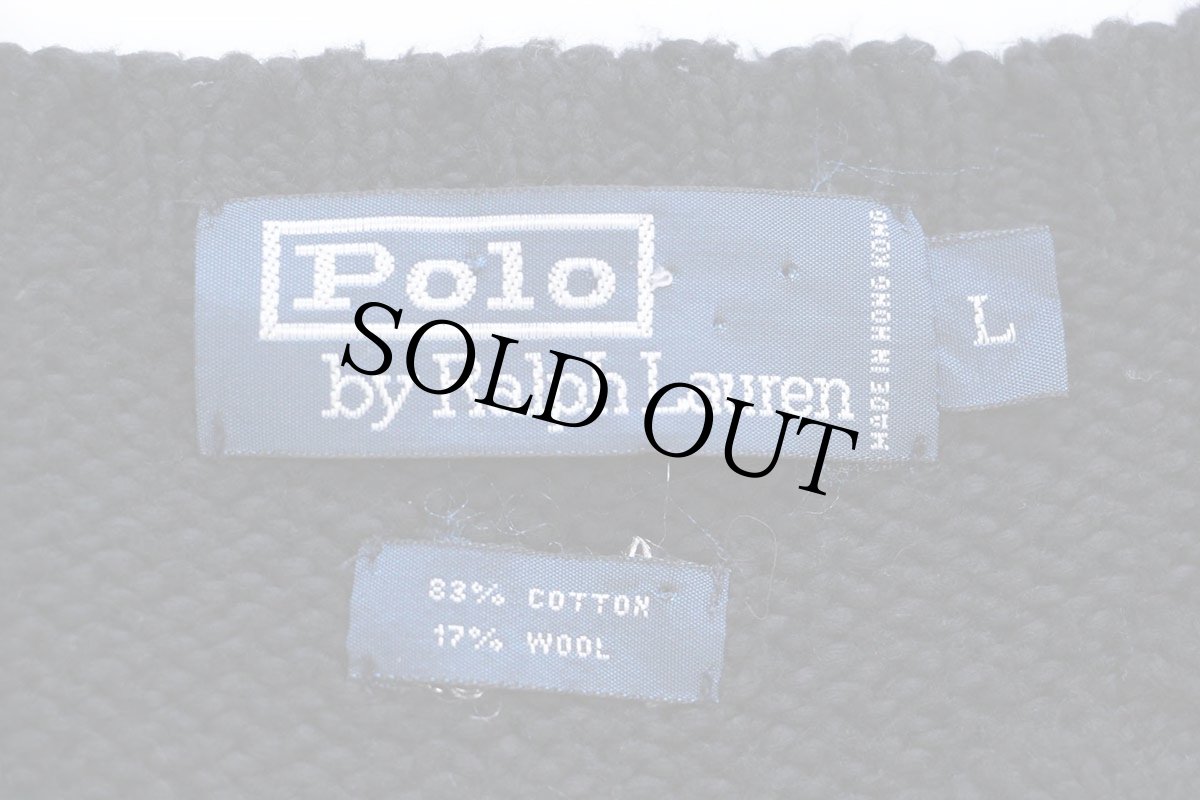 画像4: 90s ポロ ラルフローレン ワンポイント コットン×ウールニット セーター ブラック L (4)