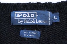 画像4: 90s ポロ ラルフローレン ワンポイント コットン×ウールニット セーター ブラック L (4)