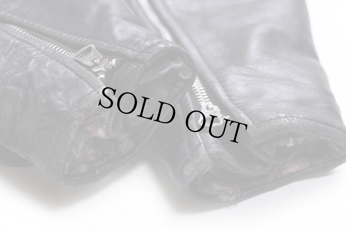 画像9: 70s Lesco LEATHERS キルティングライナー ダブルライダース レザージャケット 黒 (9)