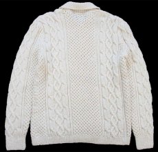 画像2: UNKNOWN 襟付き ケーブル編み ウール ハンドニット セーター ナチュラル★フィッシャーマン (2)