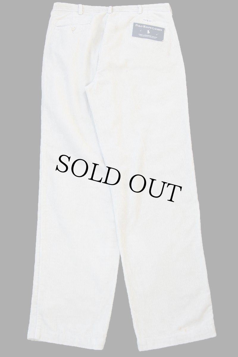 画像3: デッドストック★00s ポロ ラルフローレン ANDREW PANT ツータック コットン 太畝 コーデュロイパンツ ライトベージュ W36 L34 (3)