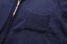 画像6: 40s UNKNOWN 無地 襟&ポケット付き フルジップ ウールニット セーター 濃紺 (6)