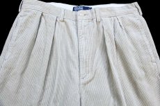 画像4: デッドストック★00s ポロ ラルフローレン ANDREW PANT ツータック コットン 太畝 コーデュロイパンツ ライトベージュ W36 L34 (4)