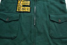 画像9: 60s MILWAUKEE インディアン&フェルトパッチ付き プリントネルライナー メルトン ウールジャケット 緑 (9)