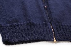 画像5: 40s UNKNOWN 無地 襟&ポケット付き フルジップ ウールニット セーター 濃紺 (5)