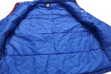 画像5: 70s Swingster TRW ロゴ刺繍 ツートン ヨーク切り替え 中綿入り ナイロンベスト 青×赤 L (5)