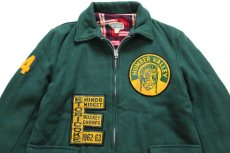 画像3: 60s MILWAUKEE インディアン&フェルトパッチ付き プリントネルライナー メルトン ウールジャケット 緑 (3)