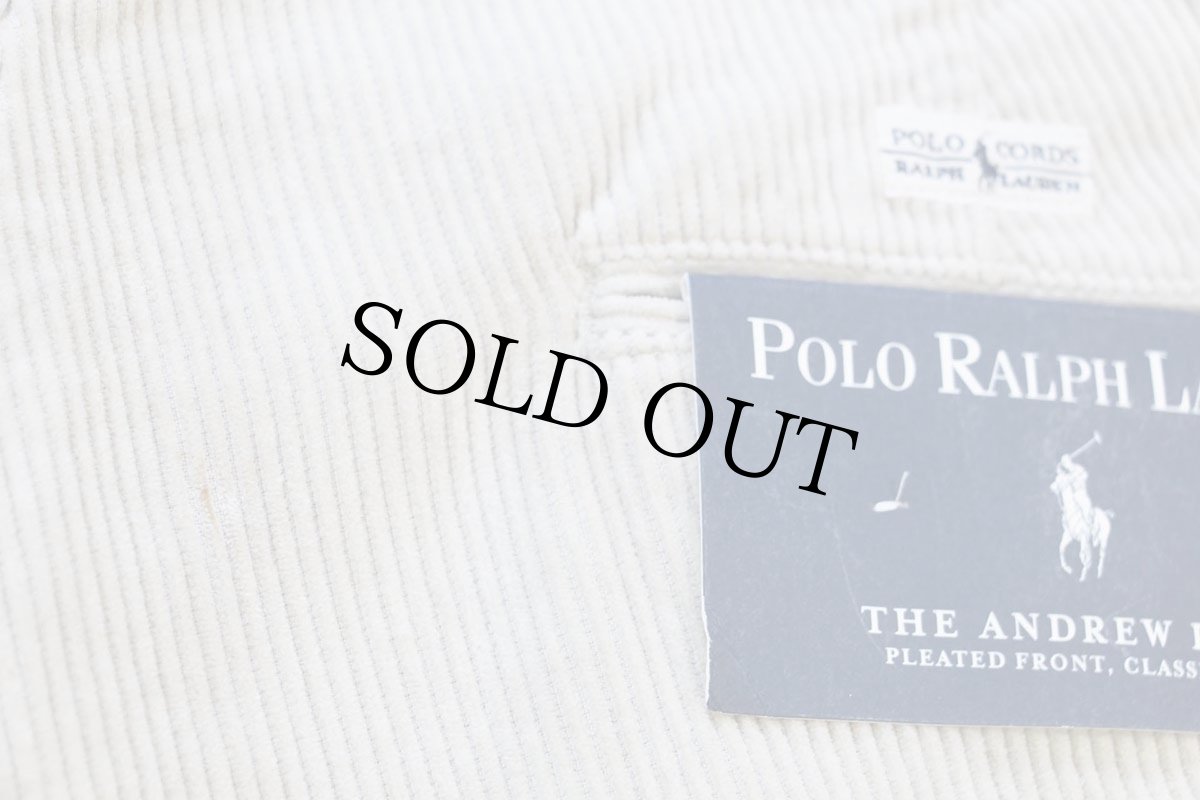 画像7: デッドストック★00s ポロ ラルフローレン ANDREW PANT ツータック コットン 太畝 コーデュロイパンツ ライトベージュ W36 L34 (7)