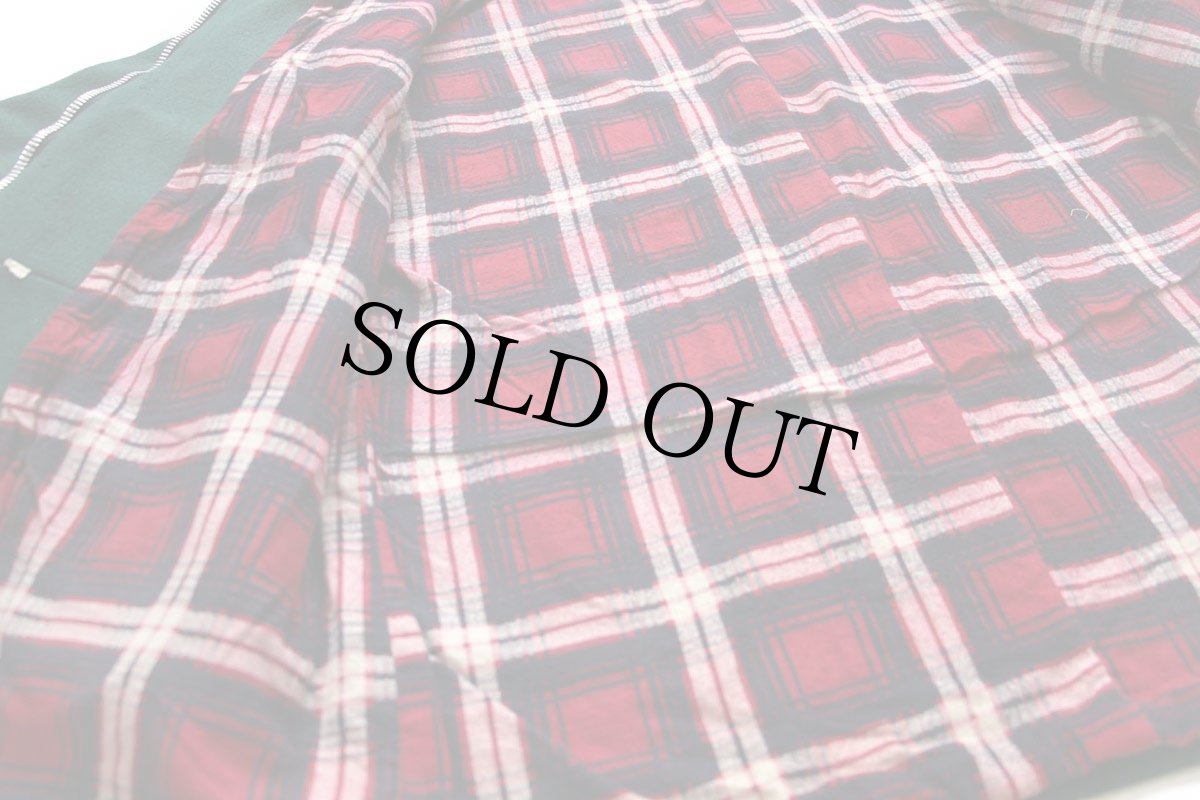 画像8: 60s MILWAUKEE インディアン&フェルトパッチ付き プリントネルライナー メルトン ウールジャケット 緑 (8)